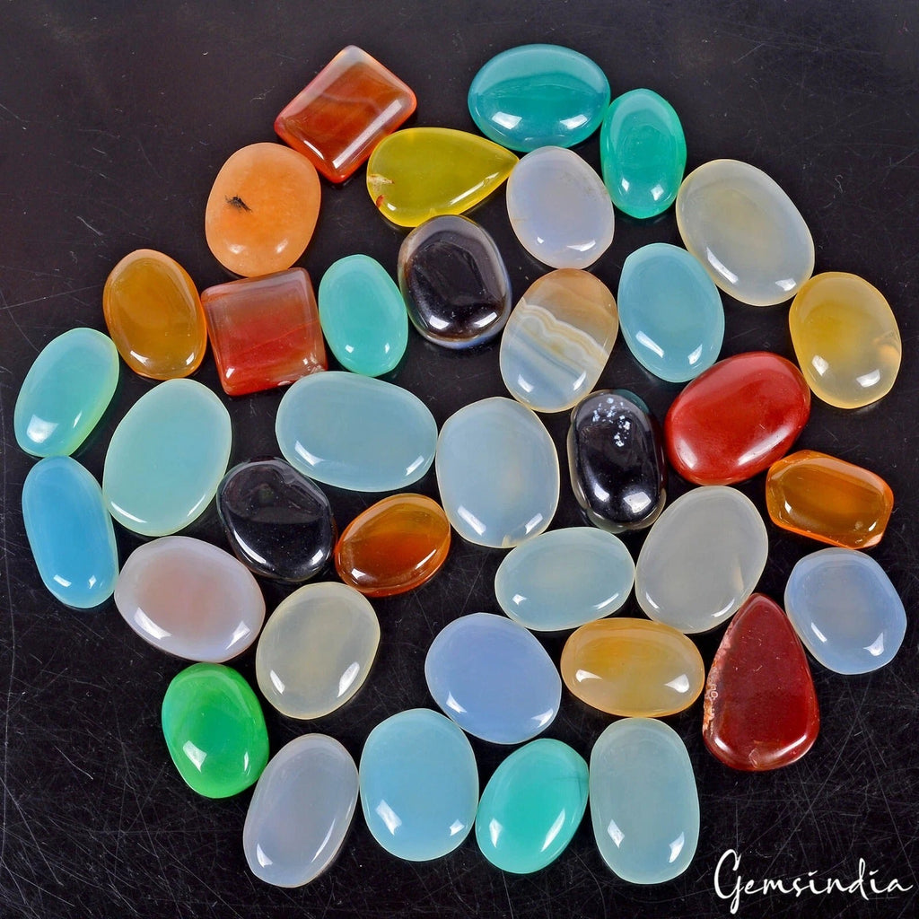 760 Ct Natural Multicolor Untreated Onyx Mix Cab Loose Gems Lot 37Pc For Jewelry