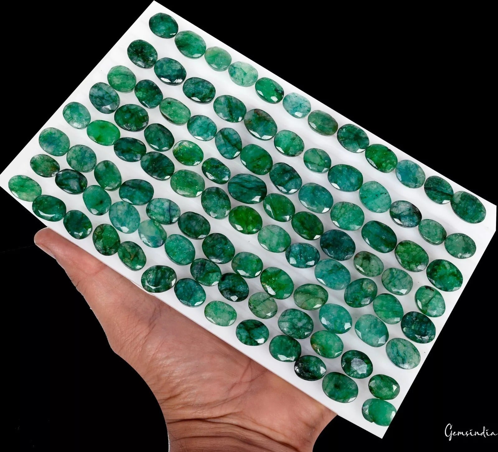 100 Pcs Natural Colombian Emerald Green Oval Cut Loose 13mm-19mm Certified Gems