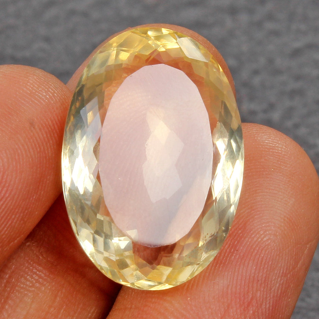AAA+ Large Yellow Citrine 25.50 Cts. Oval Cut Loose Certified Gemstone, Brazil