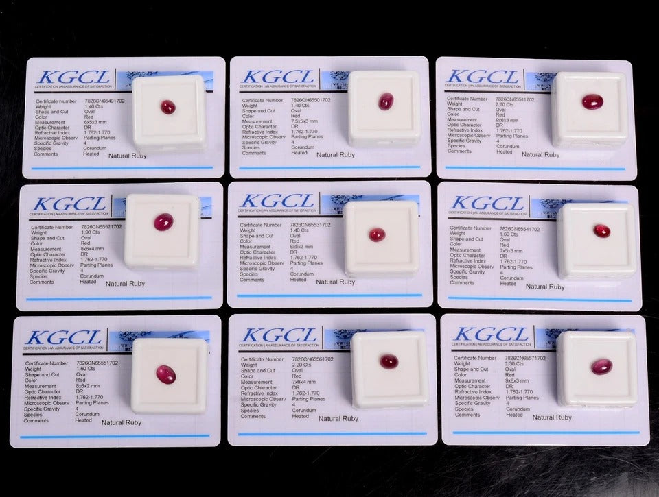 Ruby Lot, Cabochon, Red — 9 Pieces, 6mm to 7mm, 16.00 Ct, Mozambique