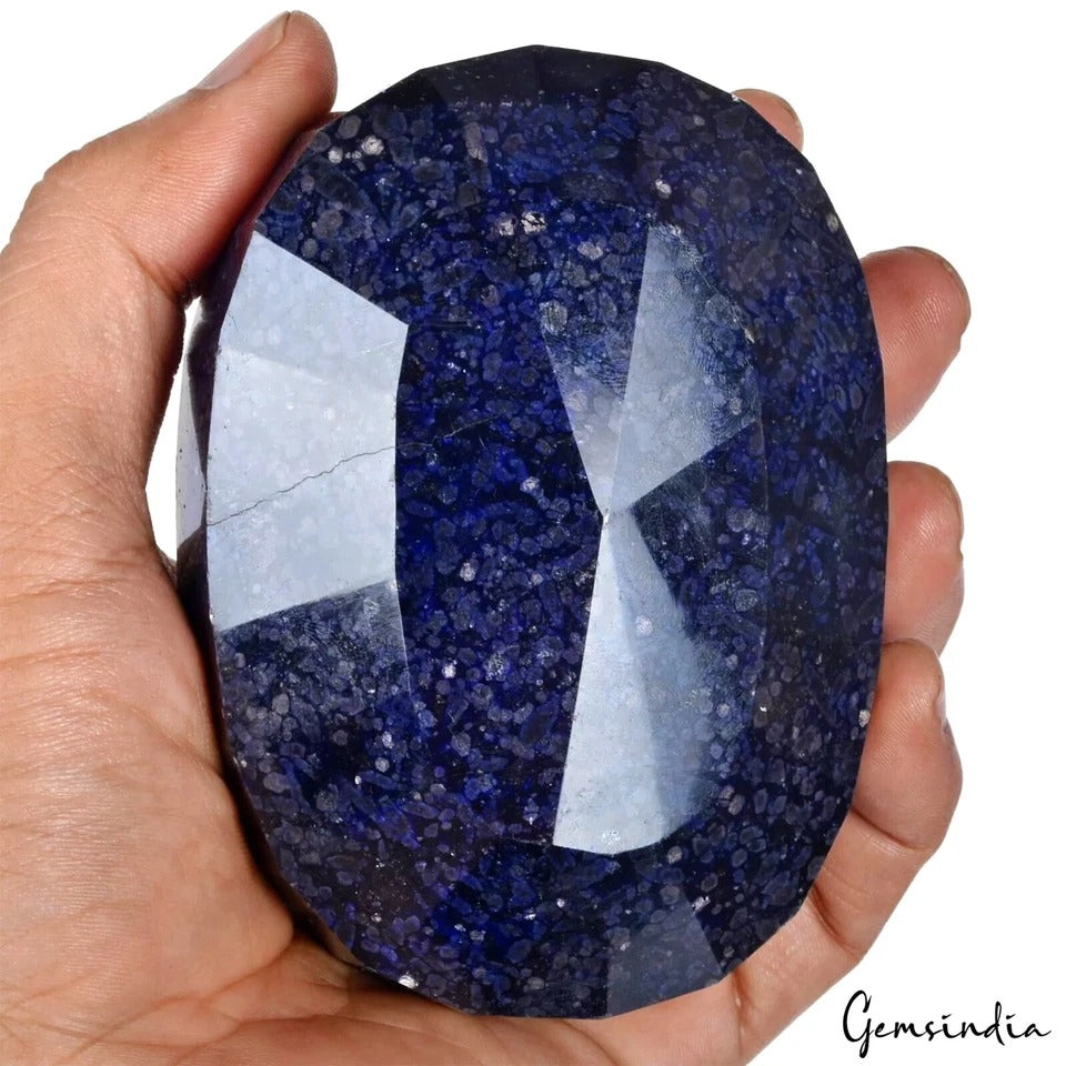 Blue Sapphire Rough, Oval Cut, Color Enhanced — 104 x 75 x 52 mm, 4340 Ct, Madagascar
