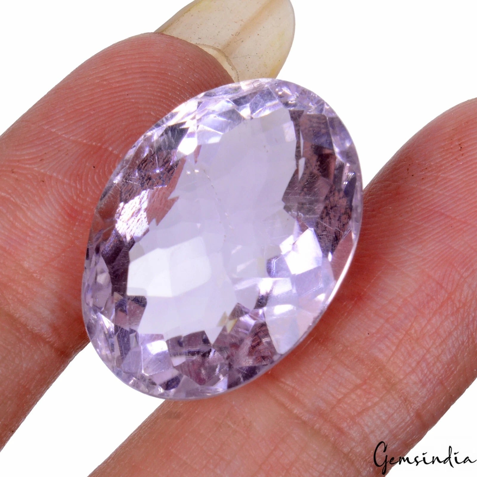 27.10 Ct Natural Untreated Lavender Amethyst Oval Checker Cut Certified Gemstone
