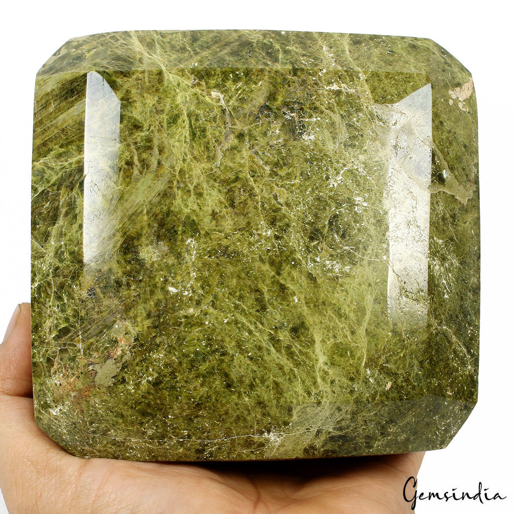3 kilo Natural Serpentine Gemstone Massive Octagon Cut Polished Green Specimen