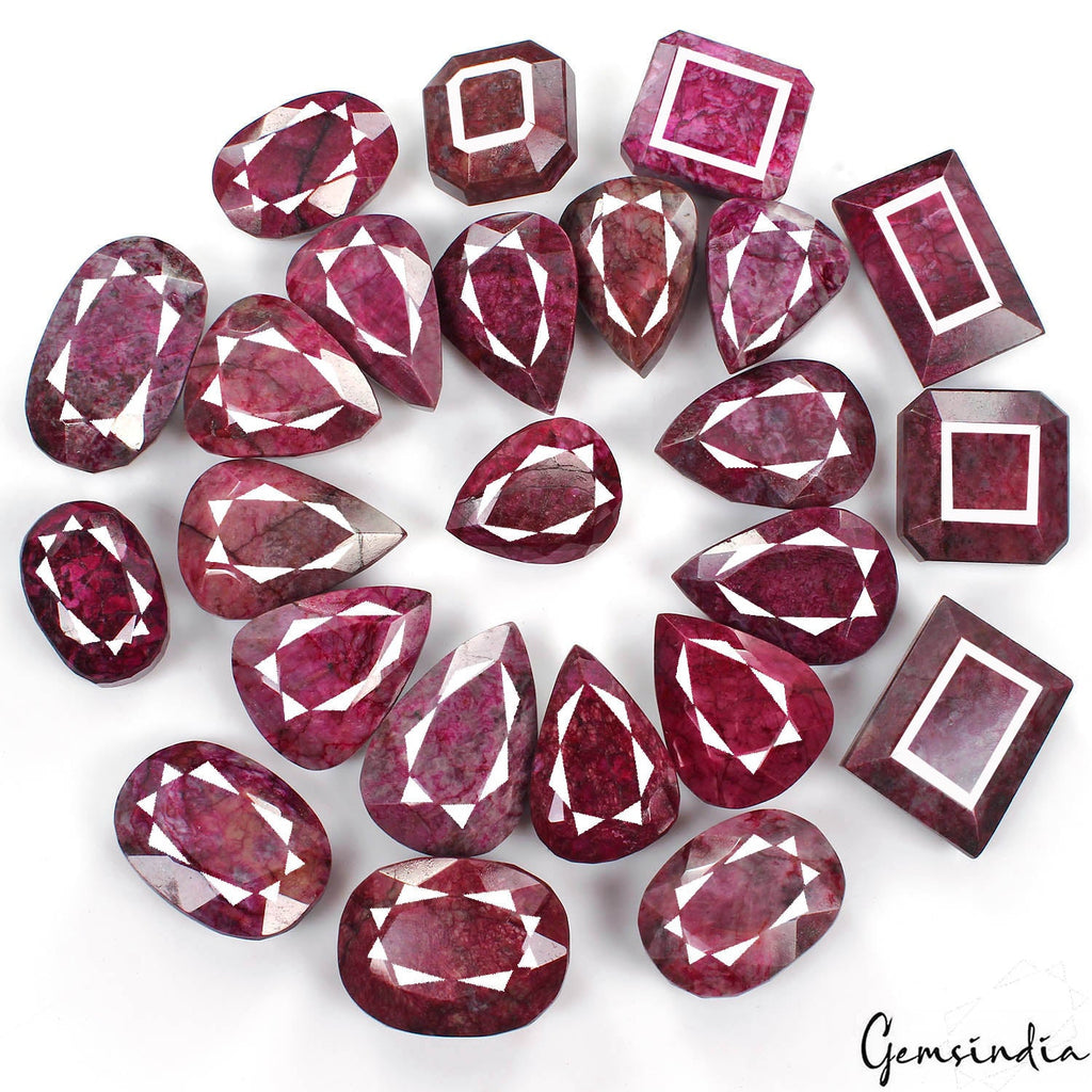 2 Kilo/24 Pcs Natural African Pink Red Ruby Mixed Cut Loose Gems Wholesale Lot