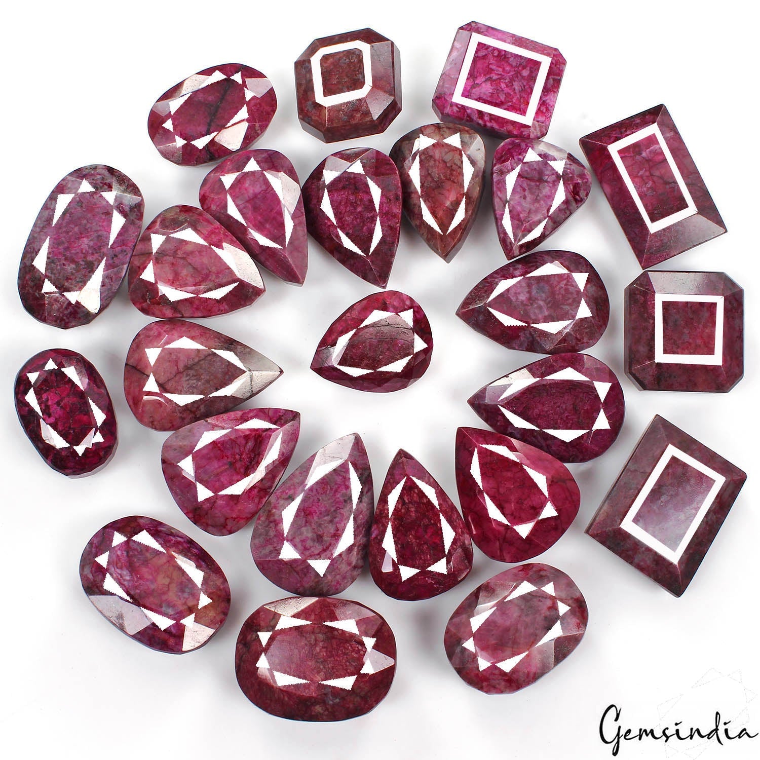 2 Kilo/24 Pcs Natural African Pink Red Ruby Mixed Cut Loose Gems Wholesale Lot