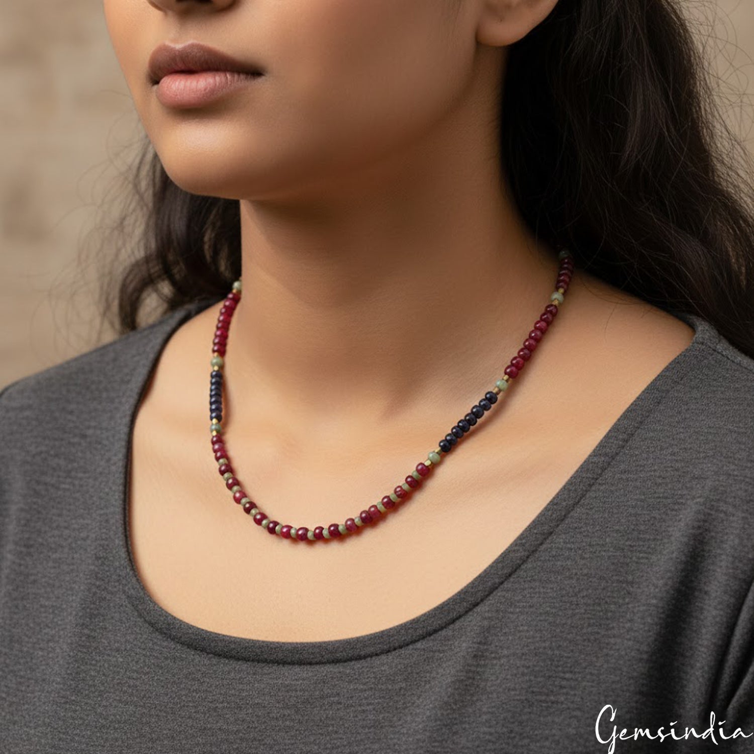Sapphire Necklace — 4mm to 6mm, 162.30 Ct, Madagascar