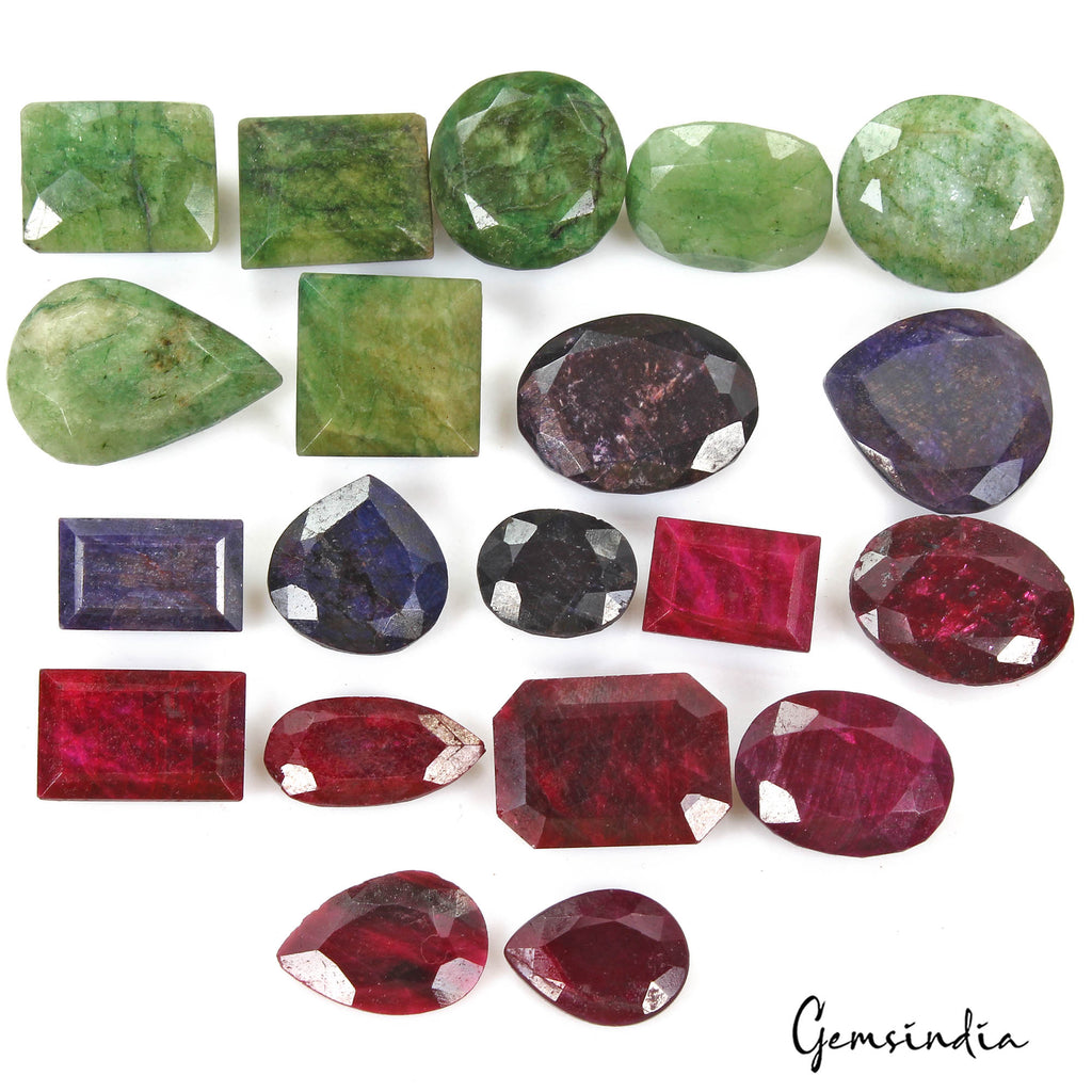 Emerald Lot, Loose Gemstone, Multi Color — 20 Pieces, 18mm to 31mm, 730 Ct, Madagascar
