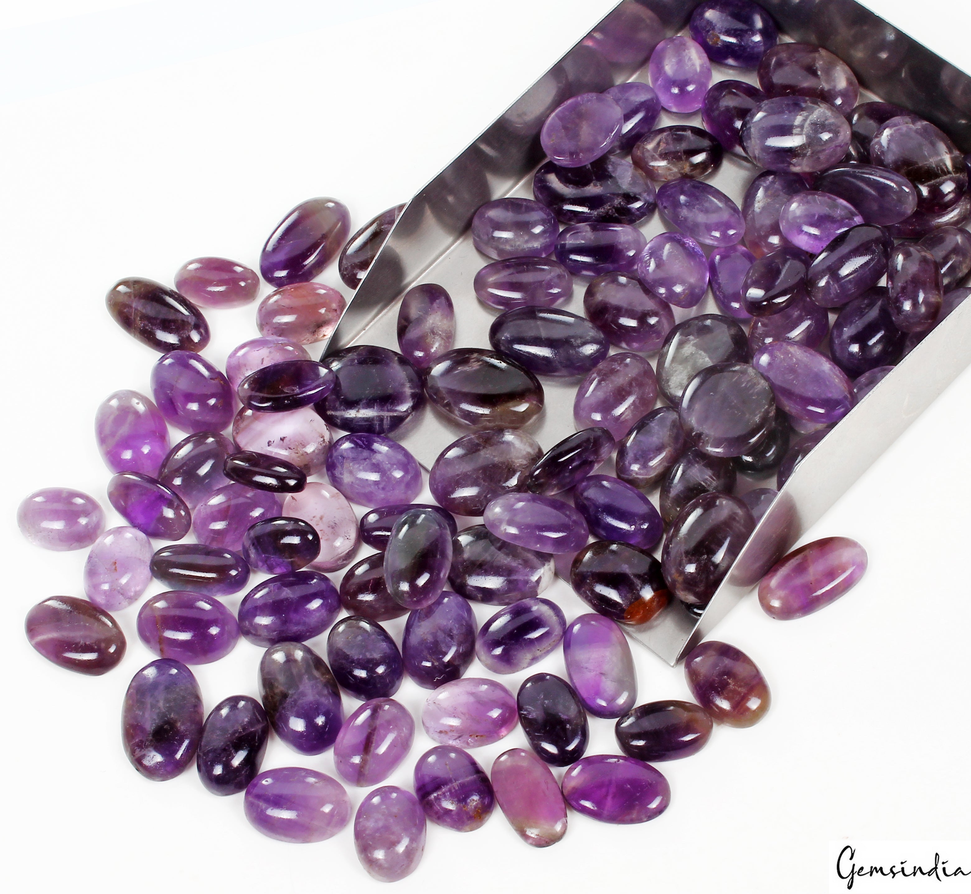 100 Pcs Natural Purple Amethyst Oval Cabochon Loose Gemstone Lot 16-23MM 1150 Ct