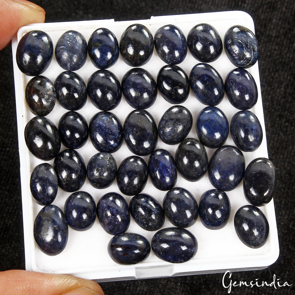 150 Ct/38 Pcs Natural African Blue Sapphire Oval Cab Loose Gems Lot For Jewelry