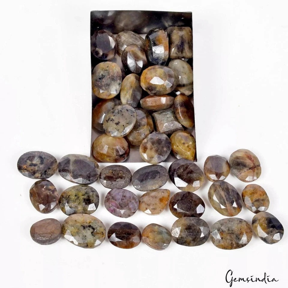 460 Cts/43 Pcs Natural Untreated Brown Black Sapphire Mixed Cut Gems For Jewelry