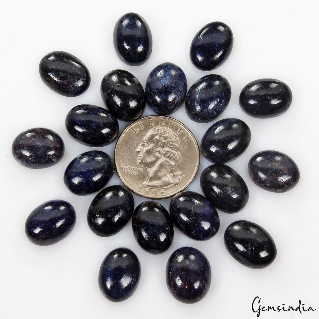 263 Ct Natural Deep Blue Sapphire Oval Cabochon Loose 14-15mm Gemstones ~ 20 Pcs