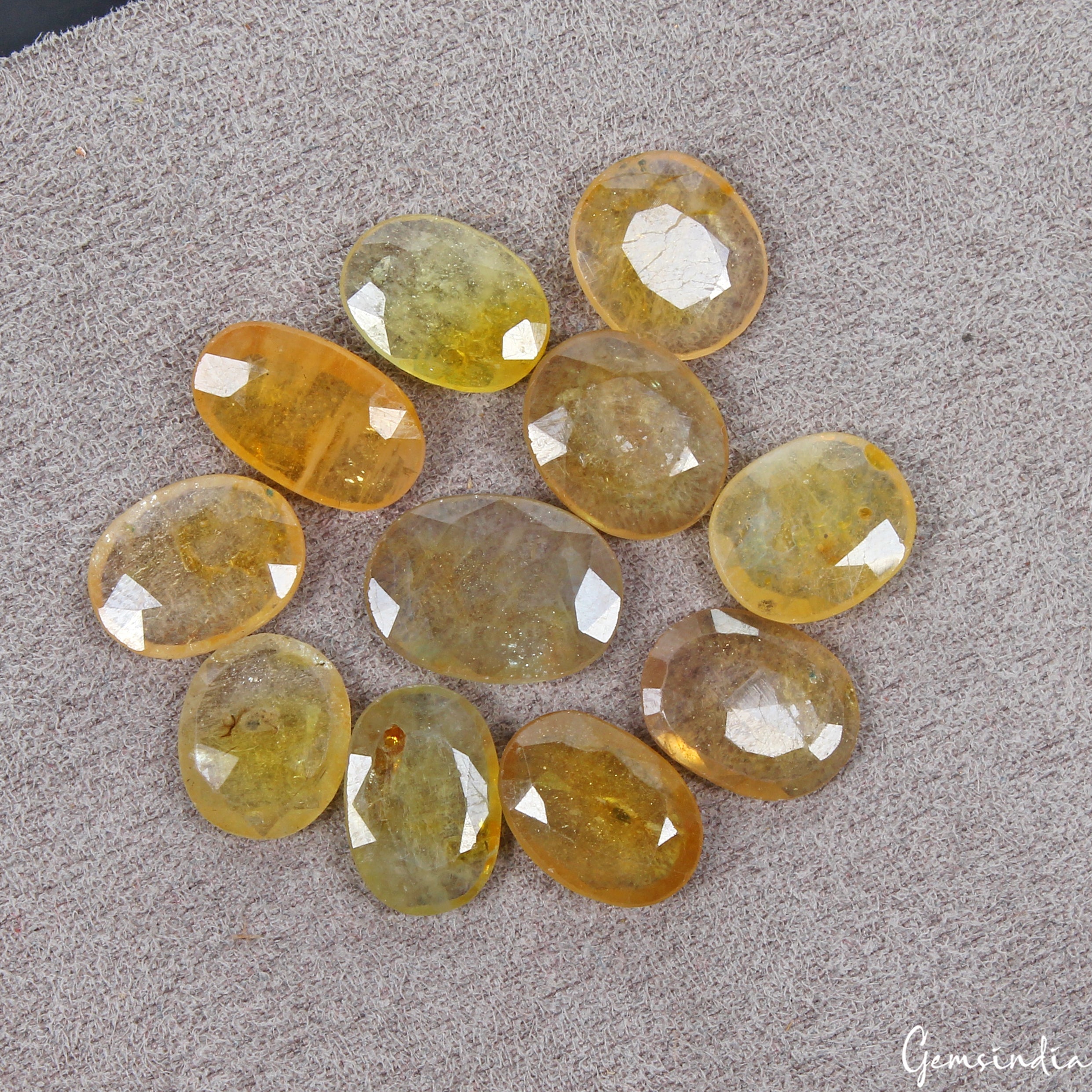 11 Pcs Natural Yellow Sapphire Oval Cut Untreated 10mm-13mm Gemstones, Sri Lanka