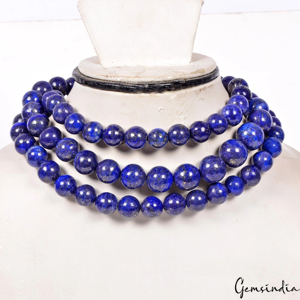 1220 Ct Natural Rondelle Glossy Blue Lapis Lazuli Beaded 10-15mm Gems Strand~41"