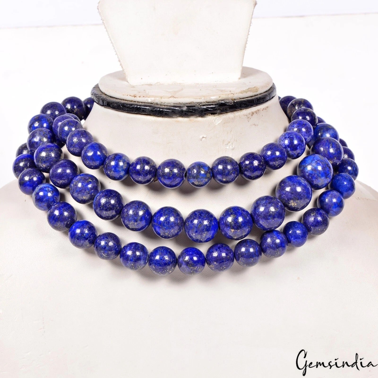 1220 Ct Natural Rondelle Glossy Blue Lapis Lazuli Beaded 10-15mm Gems Strand~41"
