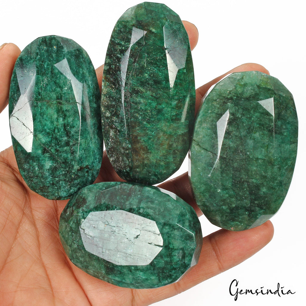 2100 Cts/4 Pcs Natural Brazilian Green Emerald Oval Faceted Cut Loose Huge Gems