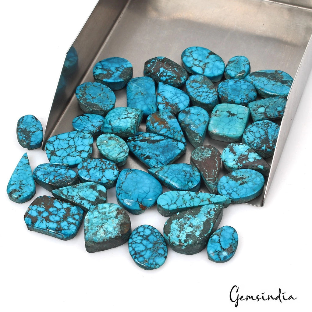 Turquoise Lot, Cabochon, Mix Cut Cabochon, Color Enhanced — 36 Pieces, 13mm to 26mm, 380 Ct