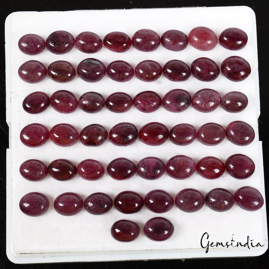 238 Cts Natural Red Ruby Oval Cabochon Loose 8-10mm Jewelry Gemstones ~50 Pcs
