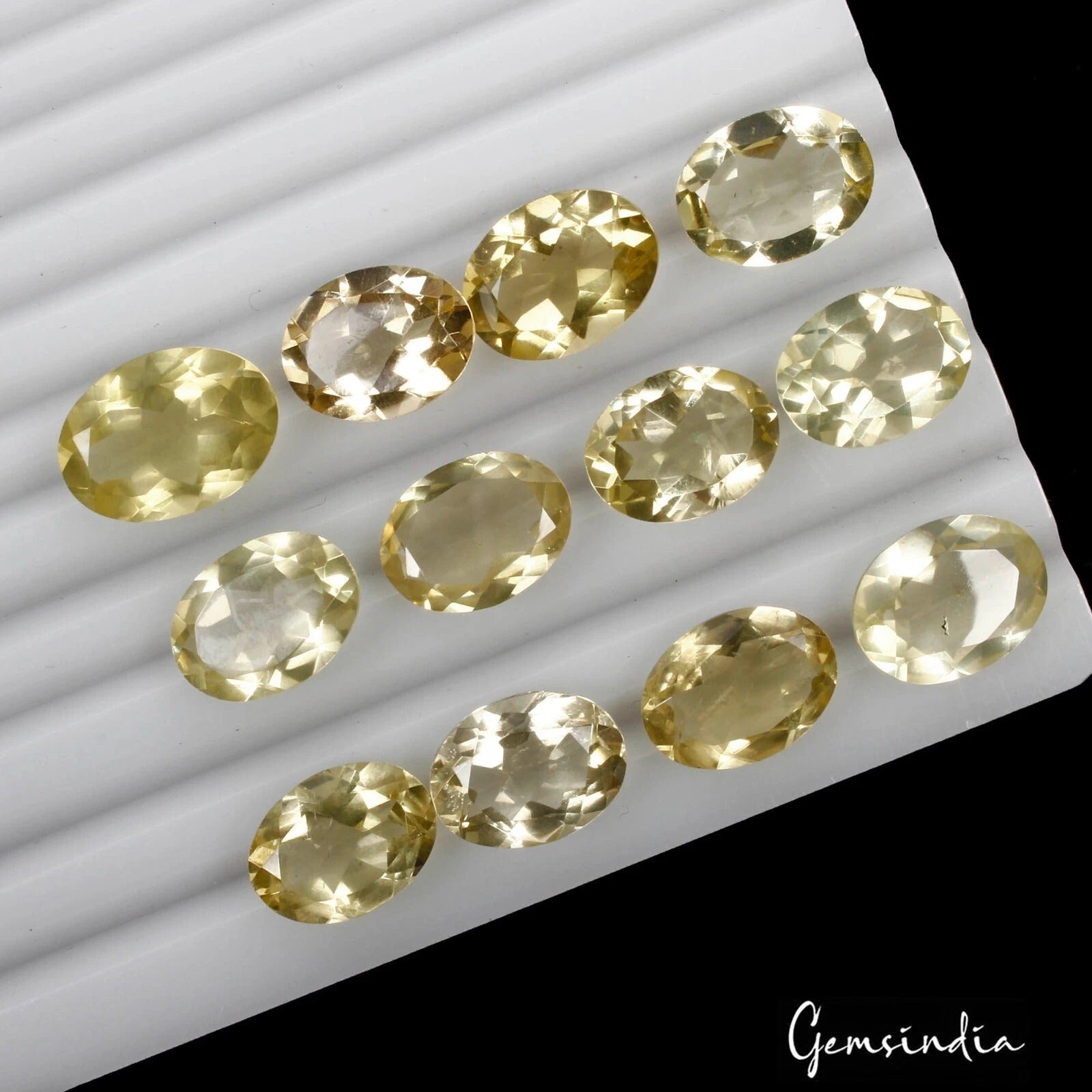 97.70 Ct Natural Untreated Lemon Quartz Citrine Oval Cut Faceted Loose Gems Lot