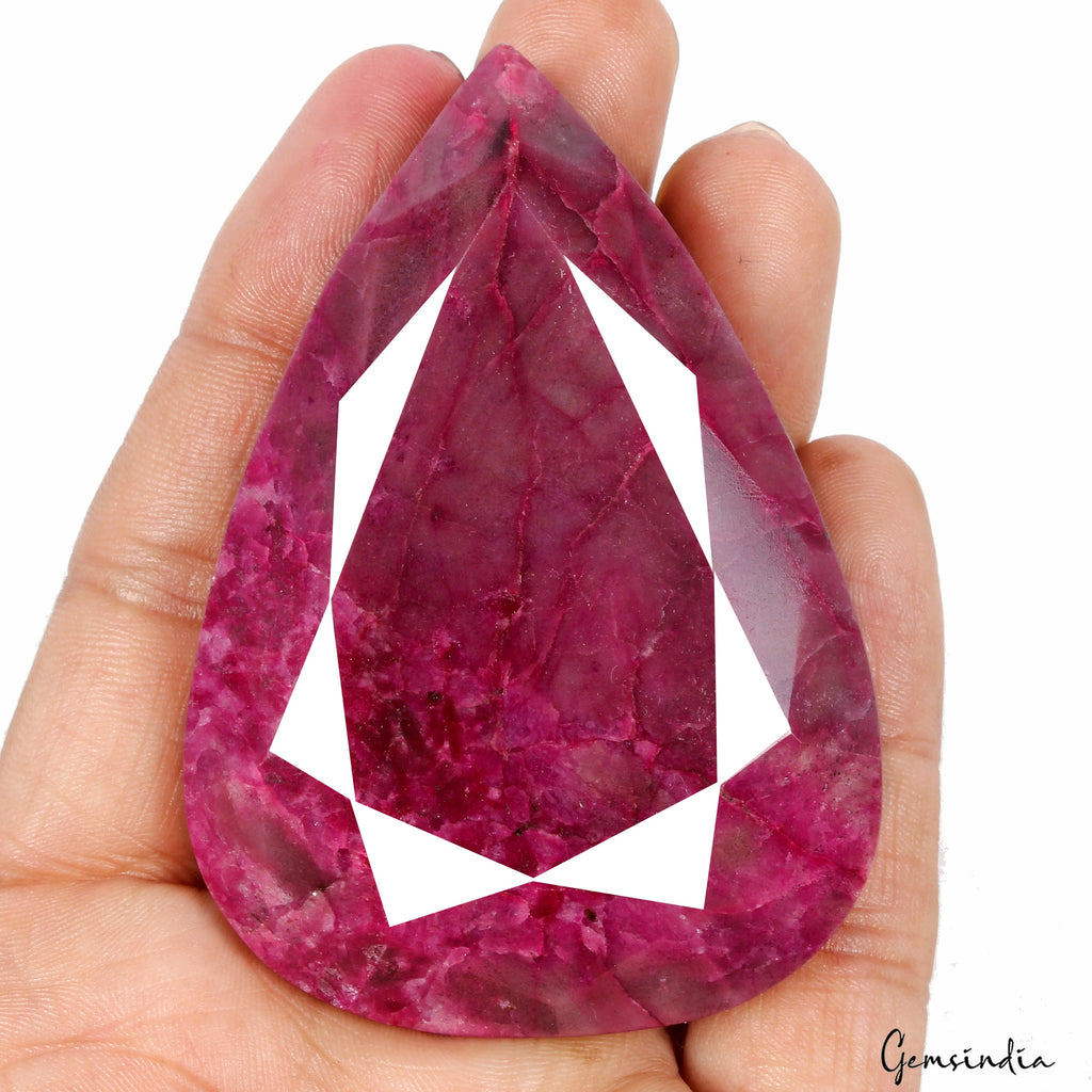 600 Ct Natural Pink Red Ruby Pear Faceted Huge Size Loose Museum Size Gemstone