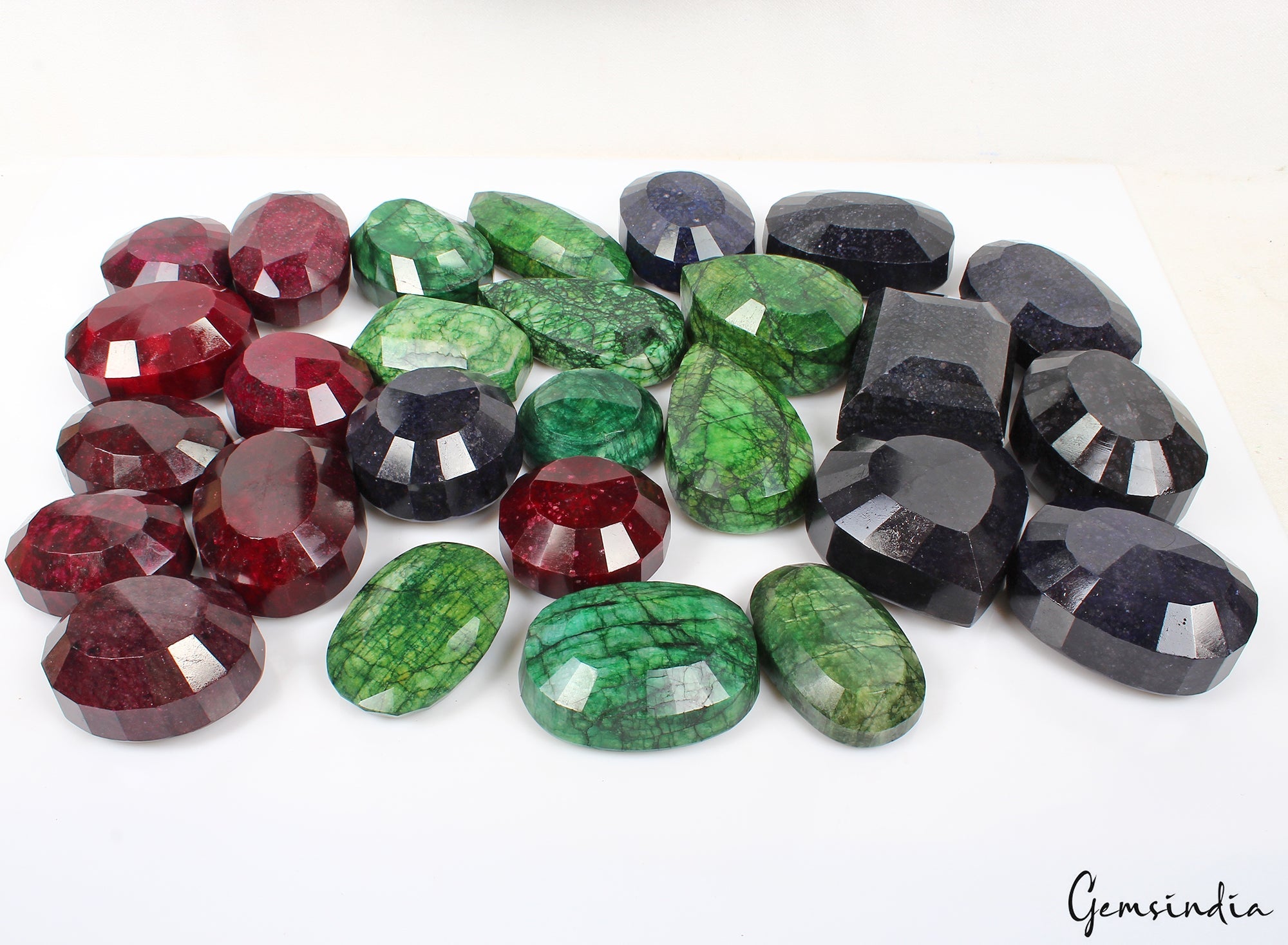 10 Kg Natural Ruby Emerald Sapphire Mix Cut Museum Size Loose Gemstones 63-108mm