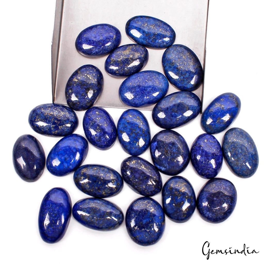 1000 Ct/23 Pcs Natural Blue Gold Pyrite Lapis Lazuli Oval Loose Gems For Jewelry
