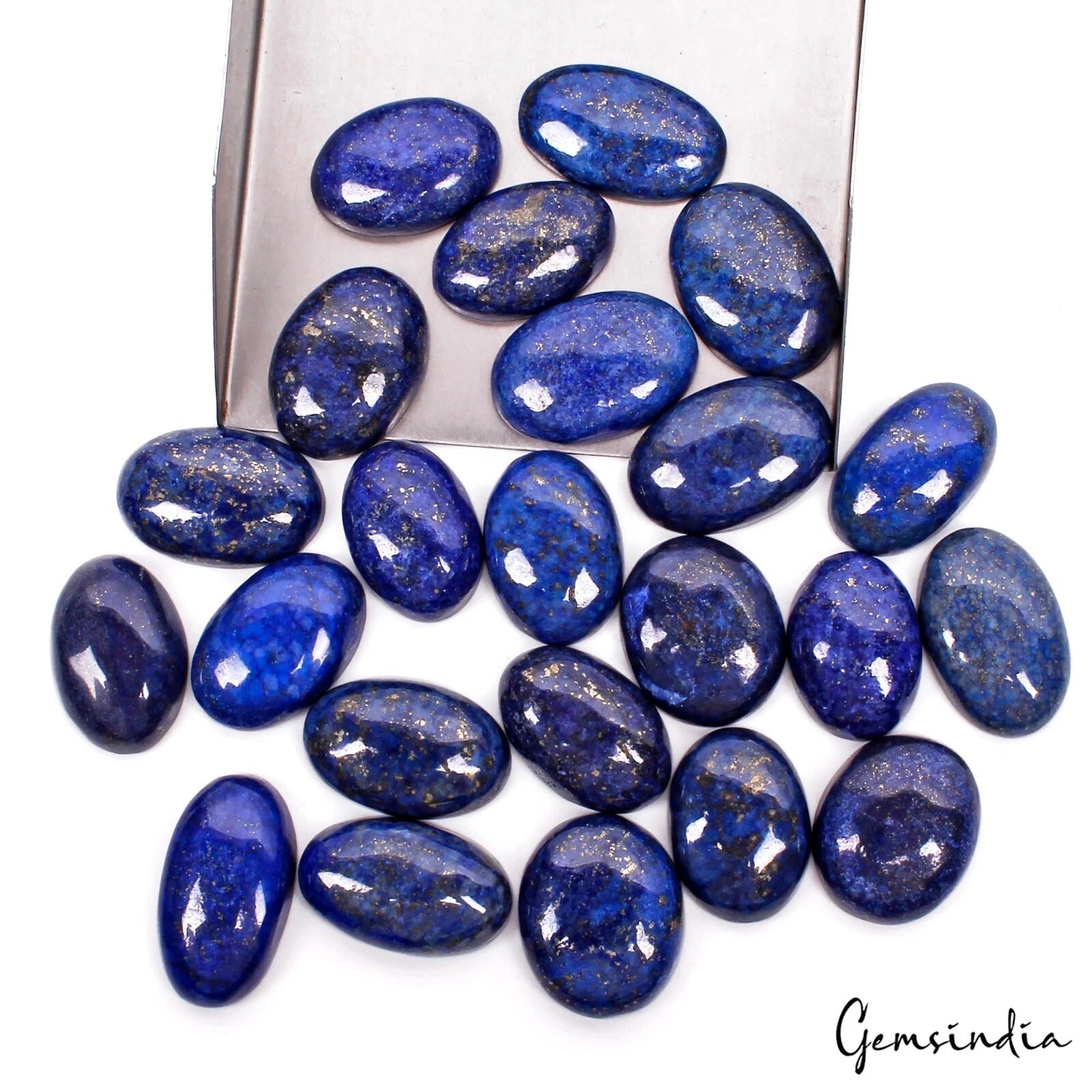 1000 Ct/23 Pcs Natural Blue Gold Pyrite Lapis Lazuli Oval Loose Gems For Jewelry