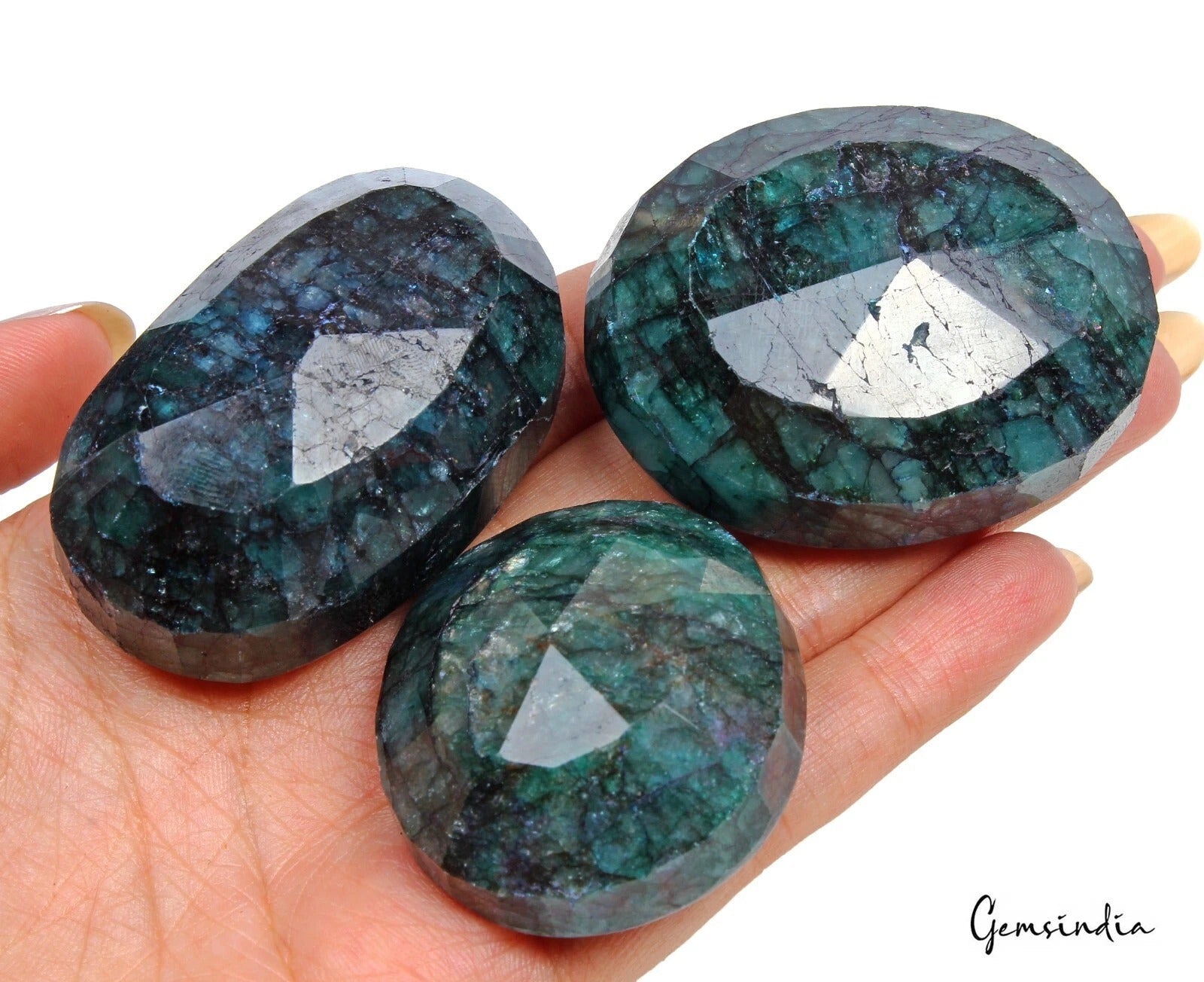 Huge 1040 Ct Natural Green Blue Emerald Earth-Mined Oval Cut Gemstones Lot