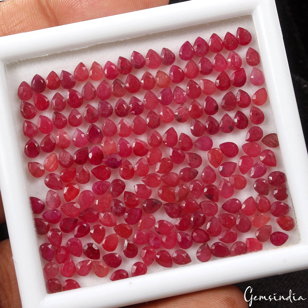 48.90Ct Natural Red Ruby Pear Cut 4x3mm Loose Gemstones for making Jewelry~182P