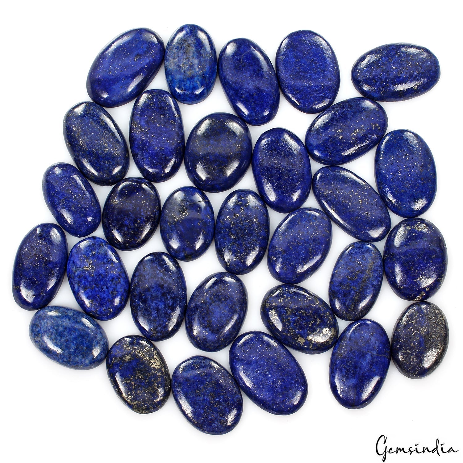 850 Ct/30 Pcs Natural Blue Gold Pyrite Lapis Lazuli Oval Cab Wholesale Gems Lot