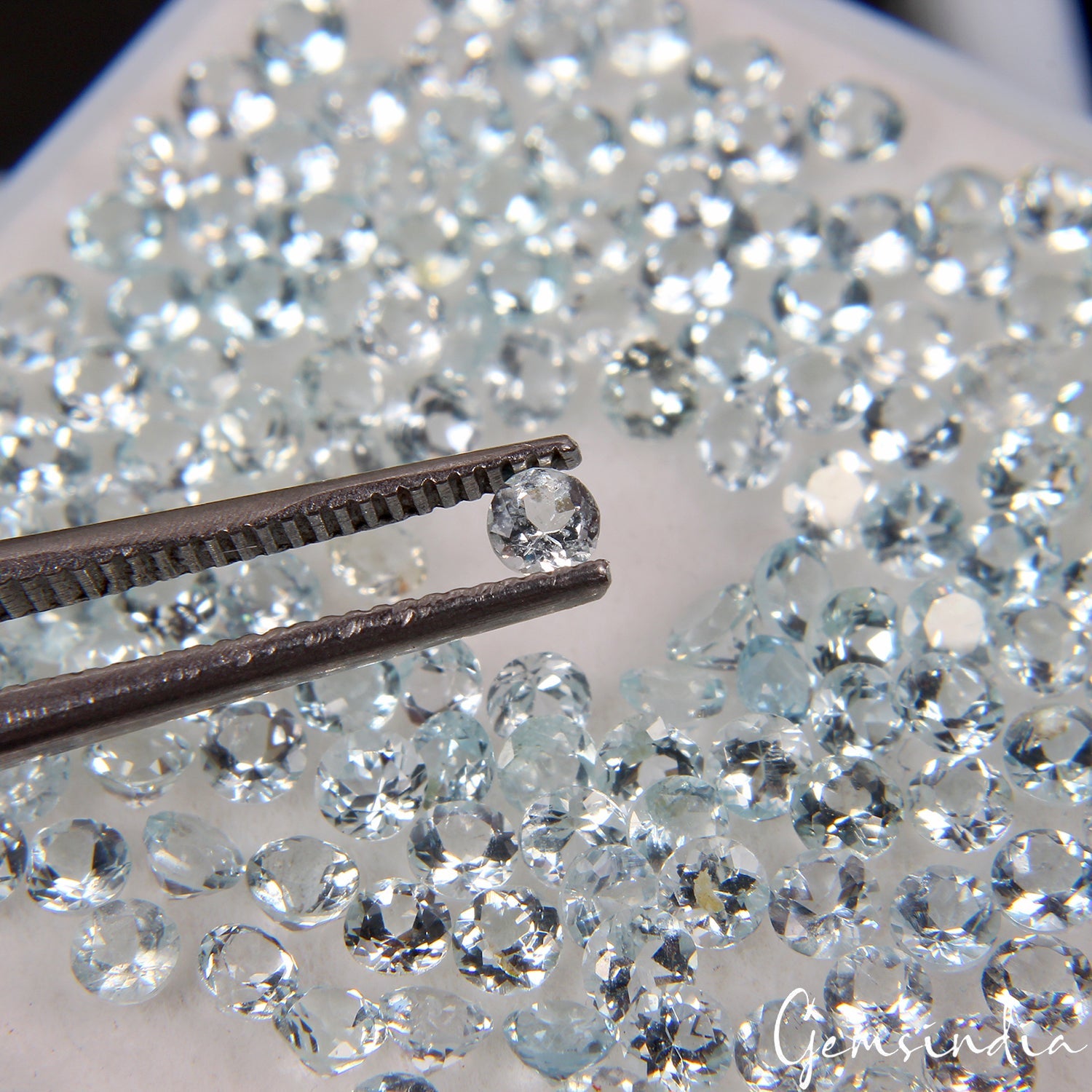Round Cut Natural Unheated Nice Blue Aquamarine 9.80 ct 2mm 156 pcs Lot Gemstone
