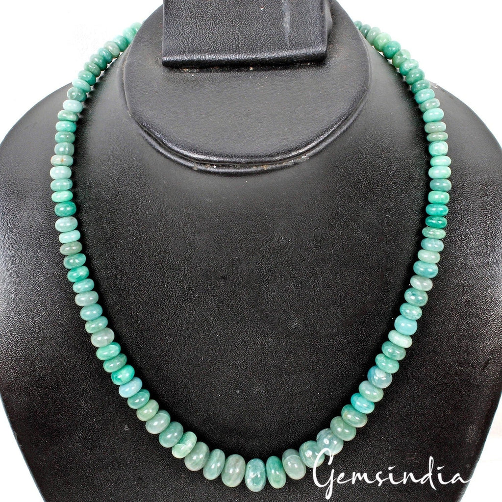 220 Ct Natural Green Emerald Gem Round Beaded Graduation Style Necklace