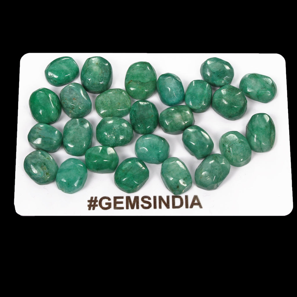 Certified 126.90 Cts/26 Pcs Natural Brazilian Green Emerald Oval Cab Loose Gems