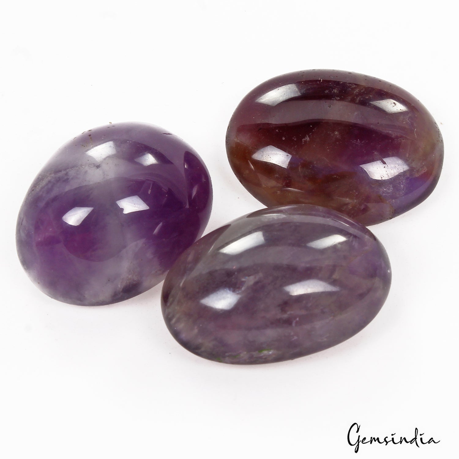 120.80 Cts/3 Pcs Natural Untreated Purple Amethyst Oval Cab Loose Wholesale Gems