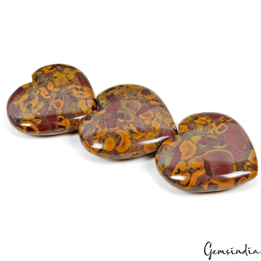 390 Ct Natural Untreated Fruit Jasper Heart Cabochon Loose Pendant Size Gems Lot