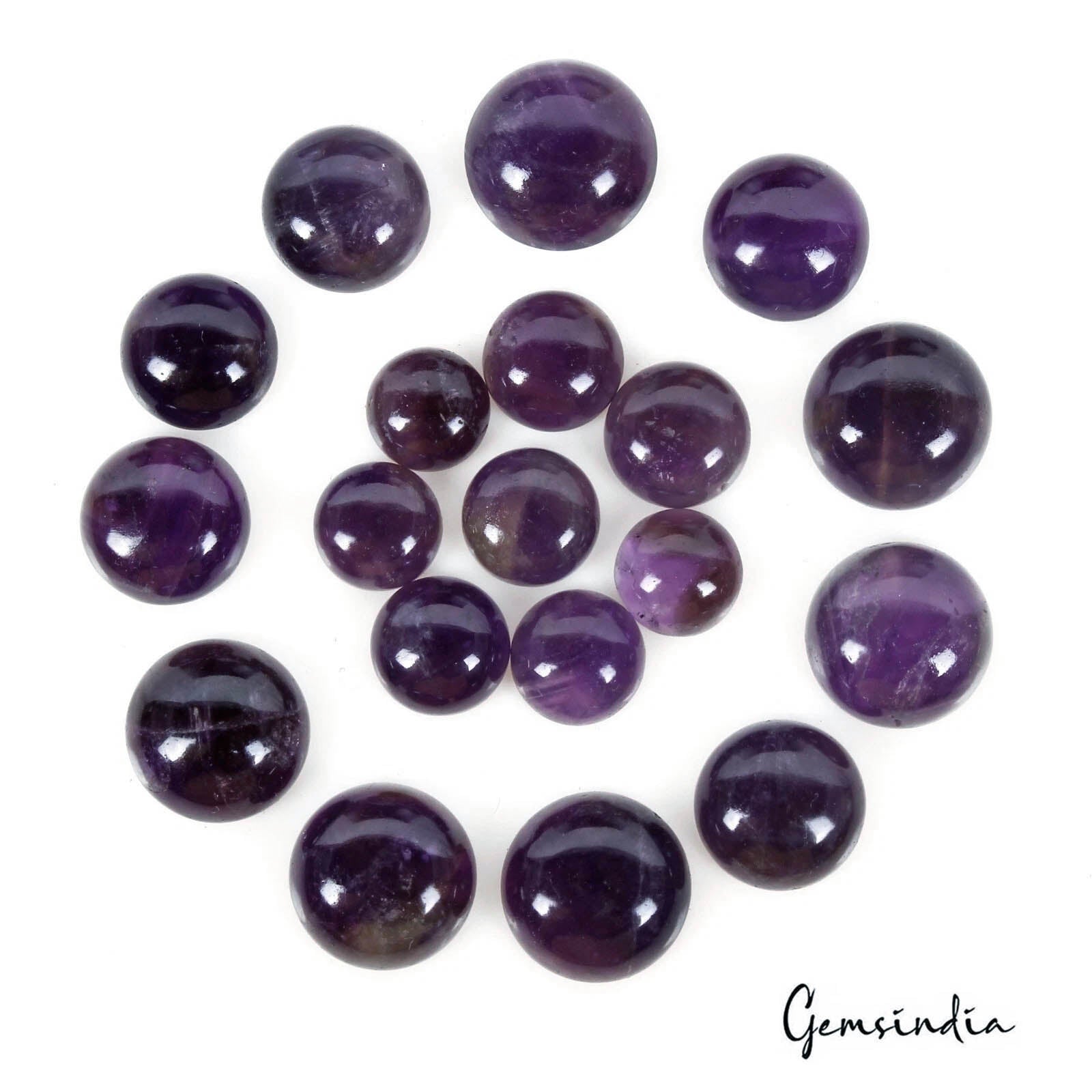 126.80 Ct/19 Pcs Natural Untreated Purple Amethyst Round Cab Gem Lot For Jewelry