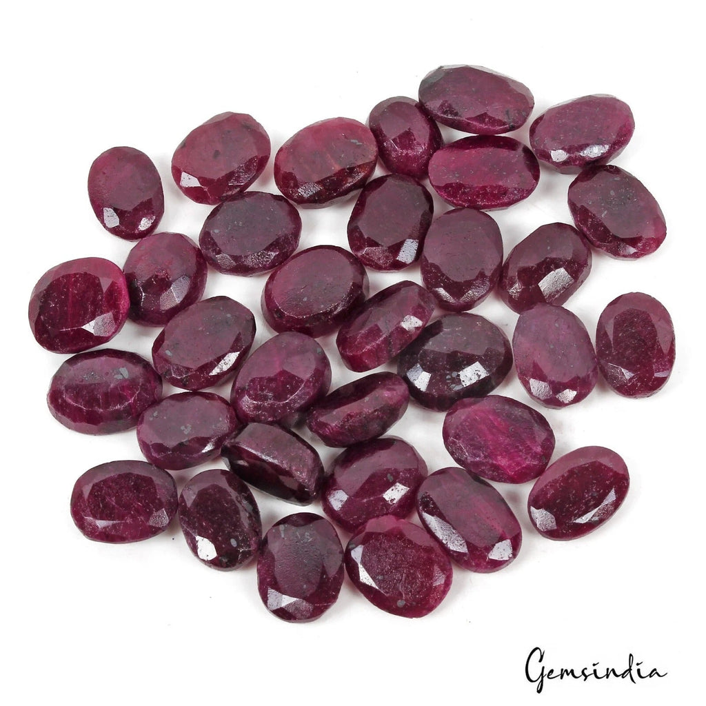 650 Cts/33 Pcs Natural Dark Red Ruby Oval Faceted Loose Gems Lot For Jewelry