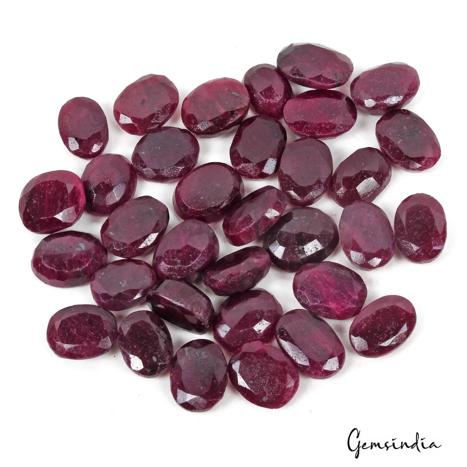 650 Cts/33 Pcs Natural Dark Red Ruby Oval Faceted Loose Gems Lot For Jewelry