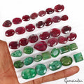550 Cts/38 Pcs Natural Green Emerald Red Ruby Mixed Cut Loose Wholesale Gems Lot