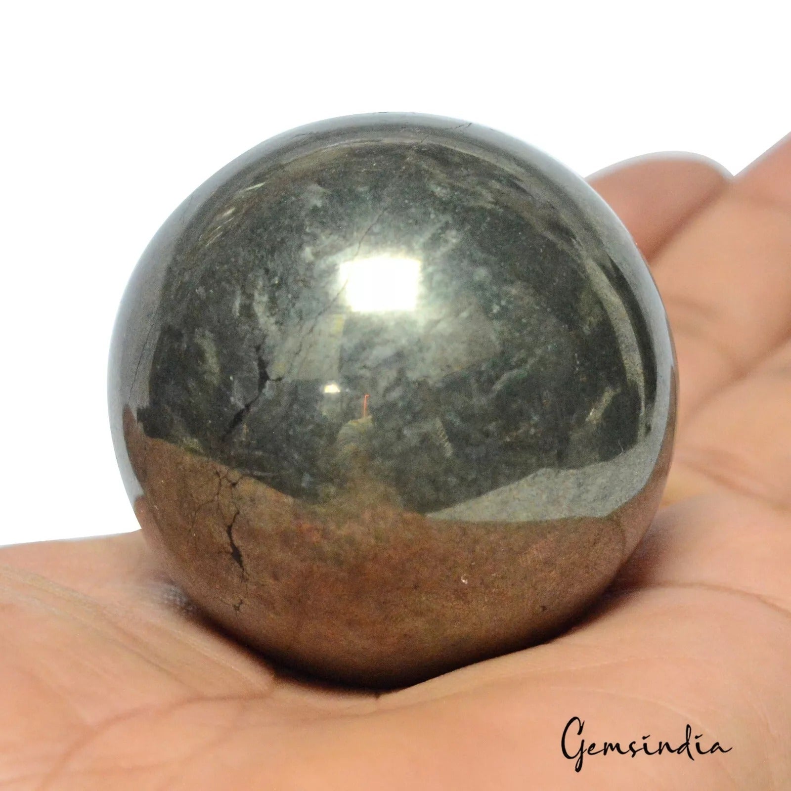 Golden Pyrite 1.8" Sphere Crystal Healing Feng Shui Gift Home Office Reiki Luck