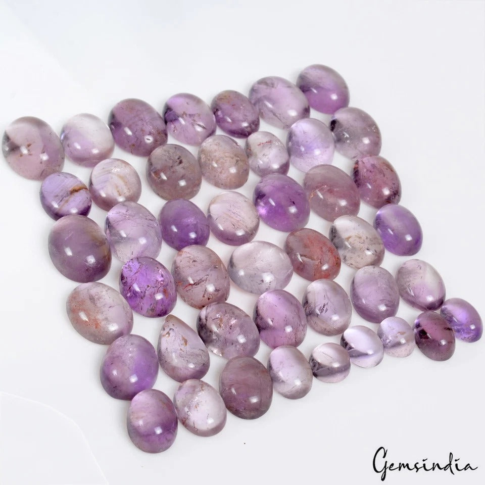 370 Cts/44 Pcs Natural Purple Amethyst Oval Cab Loose Wholesale Gemstones Lot