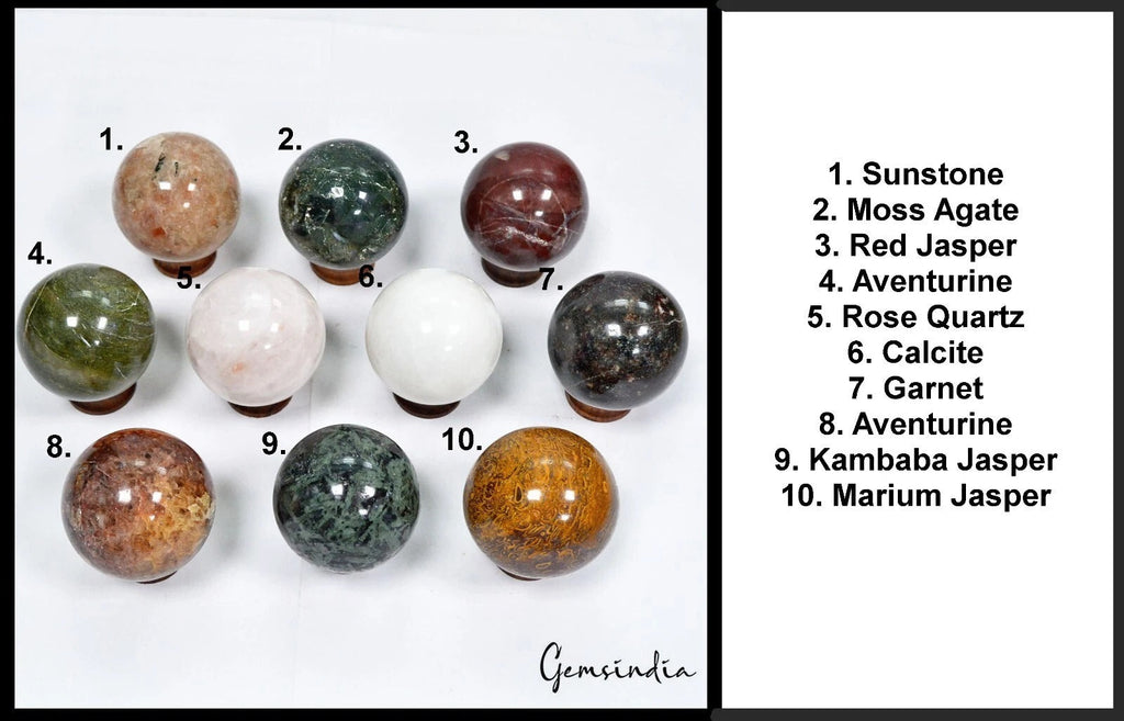 1.9kg Multi Gemstone Sphere Lot 49-52mm Natural Polished Crystal Ball Collection