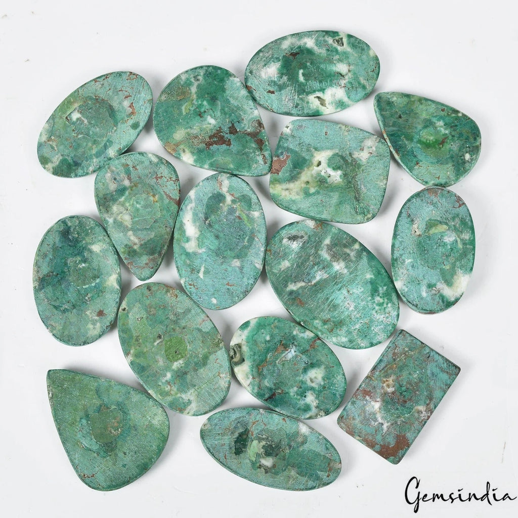 700 Ct/15 Pcs Natural Untreated Green Chrysocolla Loose 30mm-37mm Gemstones Lot