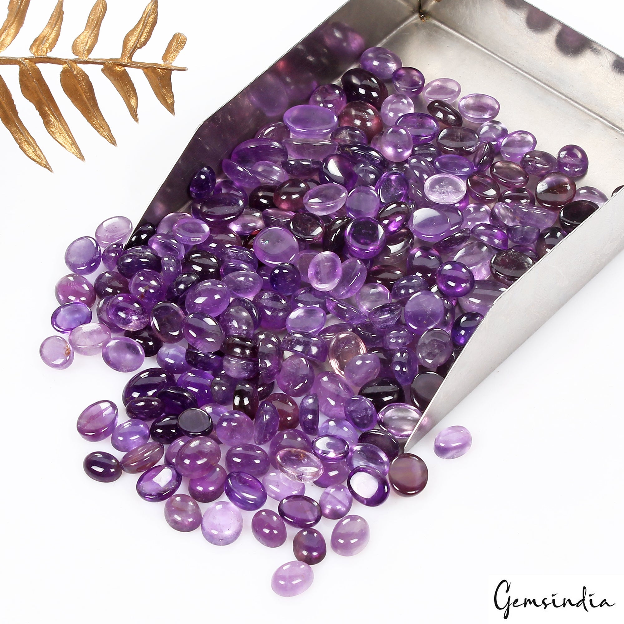 Certified 640 Ct/200 Pcs Natural Untreated Purple Amethyst Oval Cab Gemstone Lot