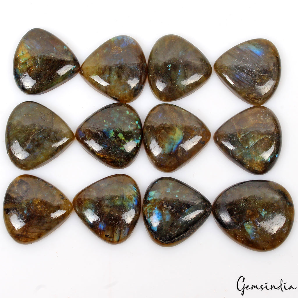 Labradorite Lot, Cabochon, Untreated — 12 Pieces, 28mm to 33mm, 530 Ct