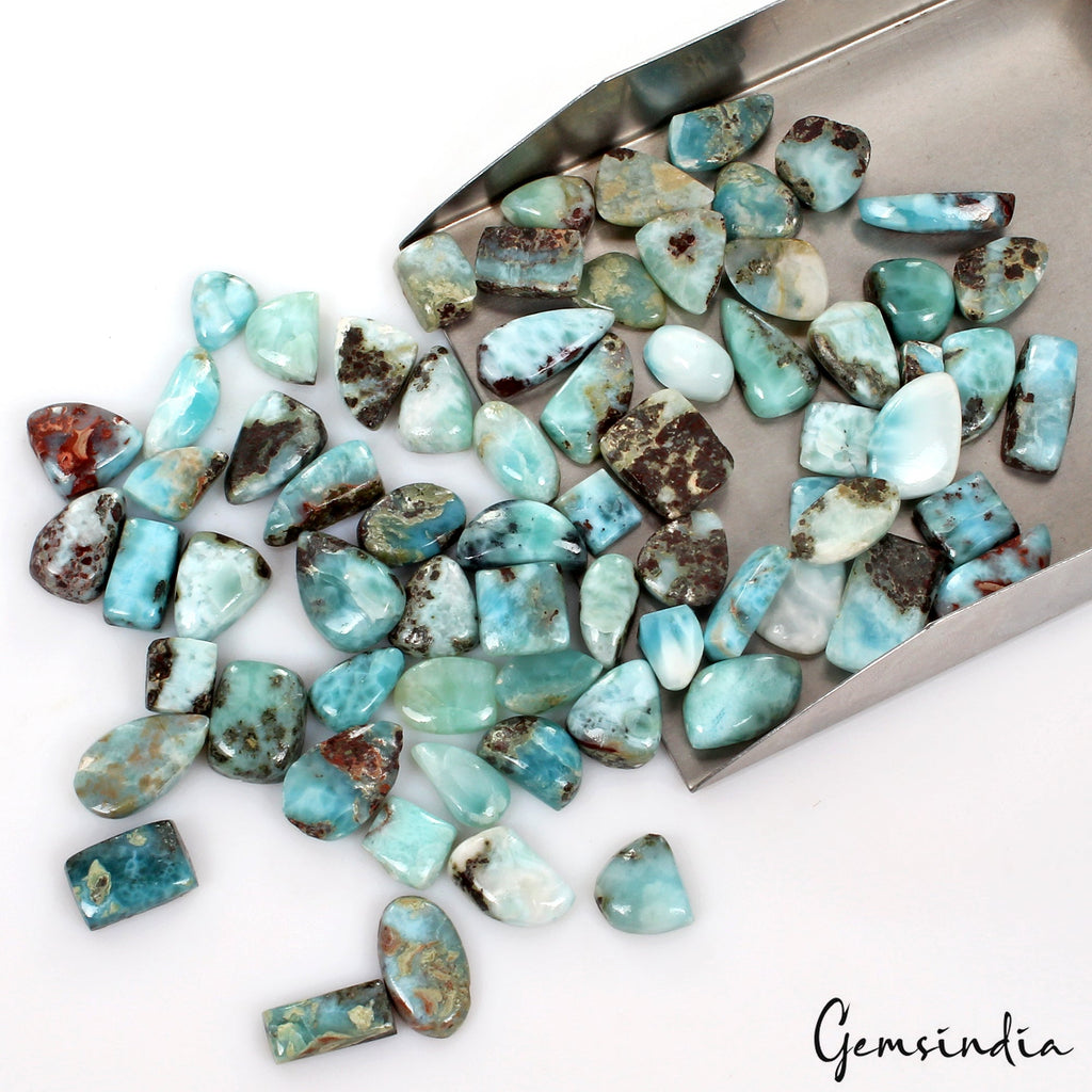 500 Ct 100% Natural Sky Blue Larimar Mix Lot Cabochon Untreated Gemstones 71 Pcs