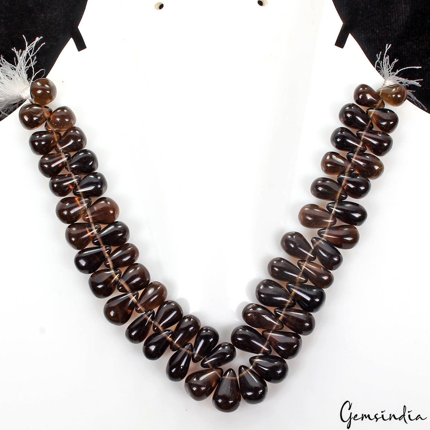 53 Pcs Natural Untreated Smoky Quartz Peardrop Cab Bead/Briolettes Strand 8 Inch