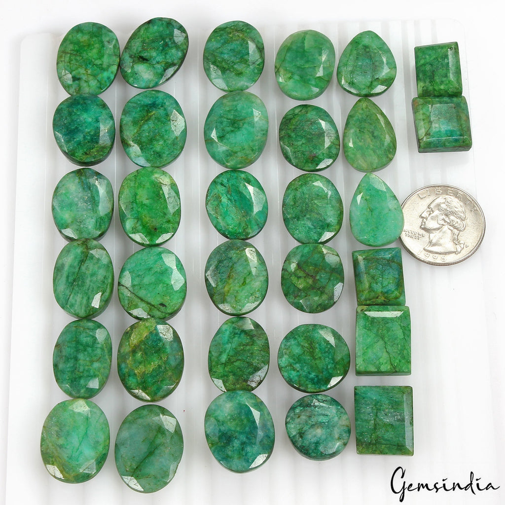 720 Cts/32 Pcs Natural Brazilian Green Emerald Mix Cut Loose 15mm-24mm Gems Lot