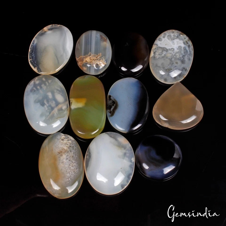 740 Ct Natural Multicolor Onyx Mix Cabochon Loose Untreated Gemstones lot~11 Pcs