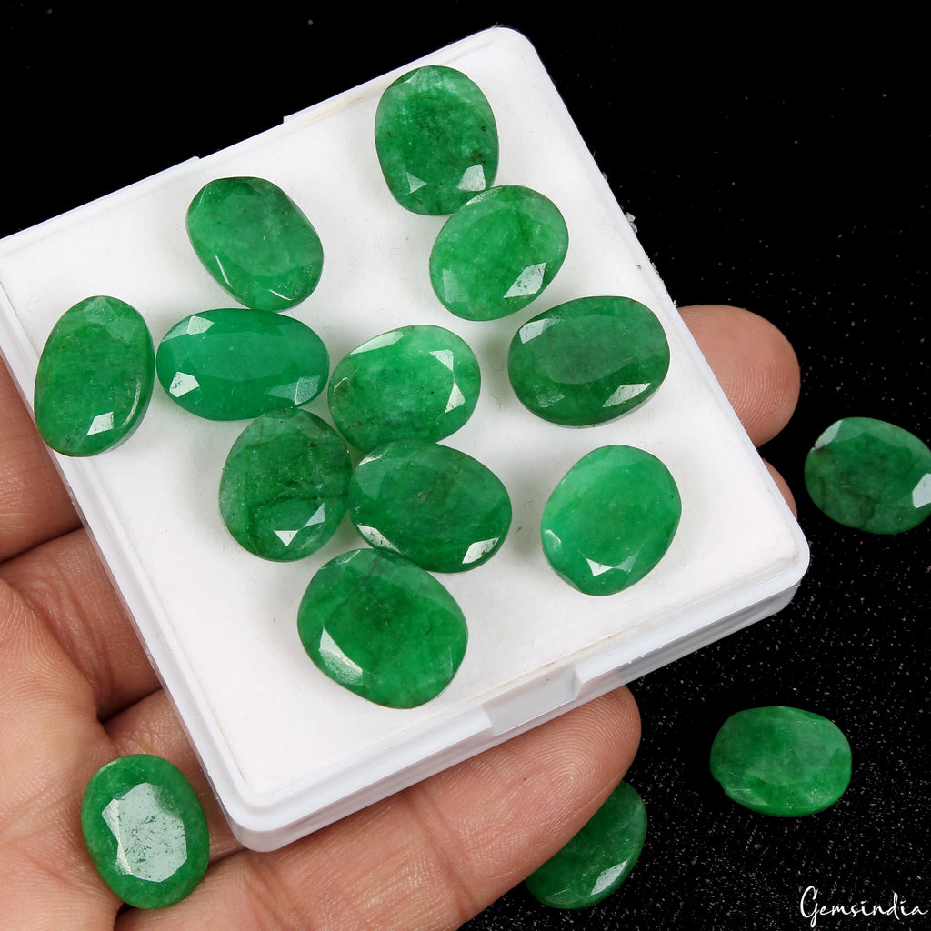Certified Natural Green Emerald 134 Cts AAA+ Oval Cut Loose Gemstones lot~15 Pcs