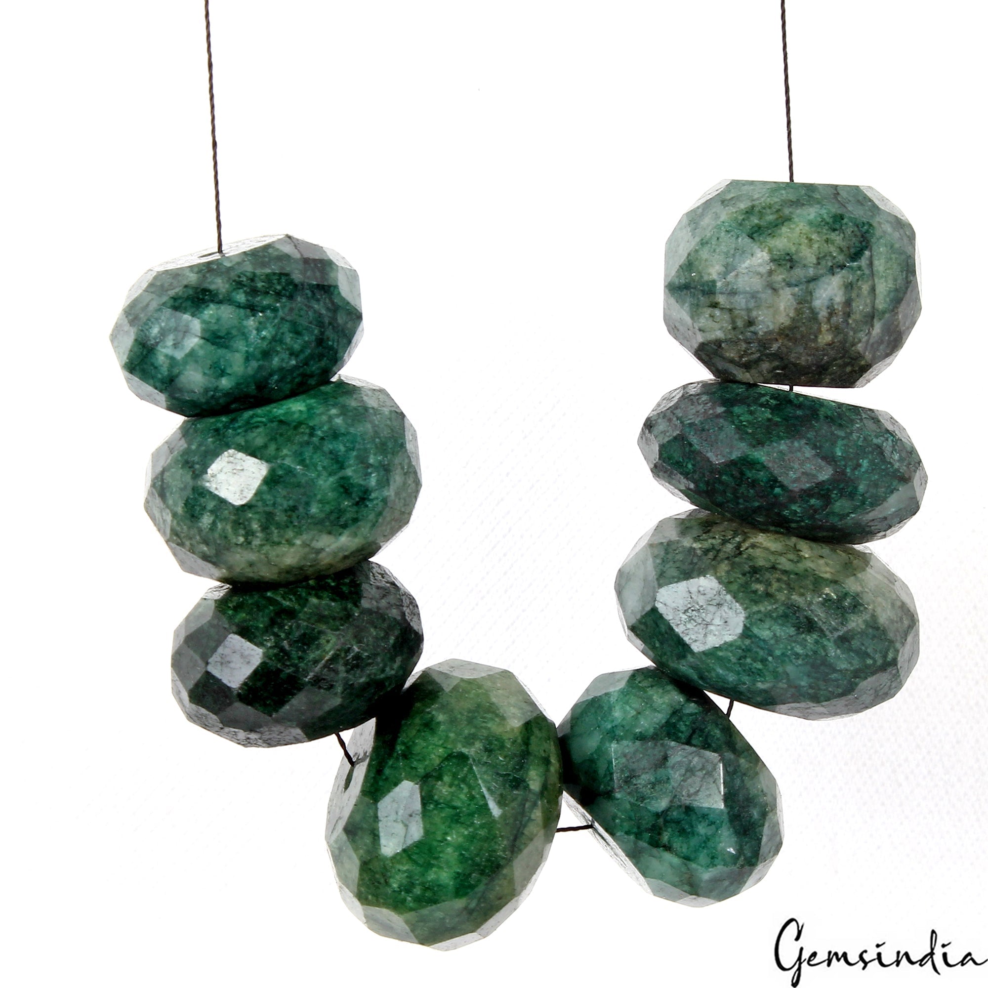 8 Pcs Natural Green Emerald Round Cut 21mm-26mm Drilled Bead Gemstones~ 500 Cts